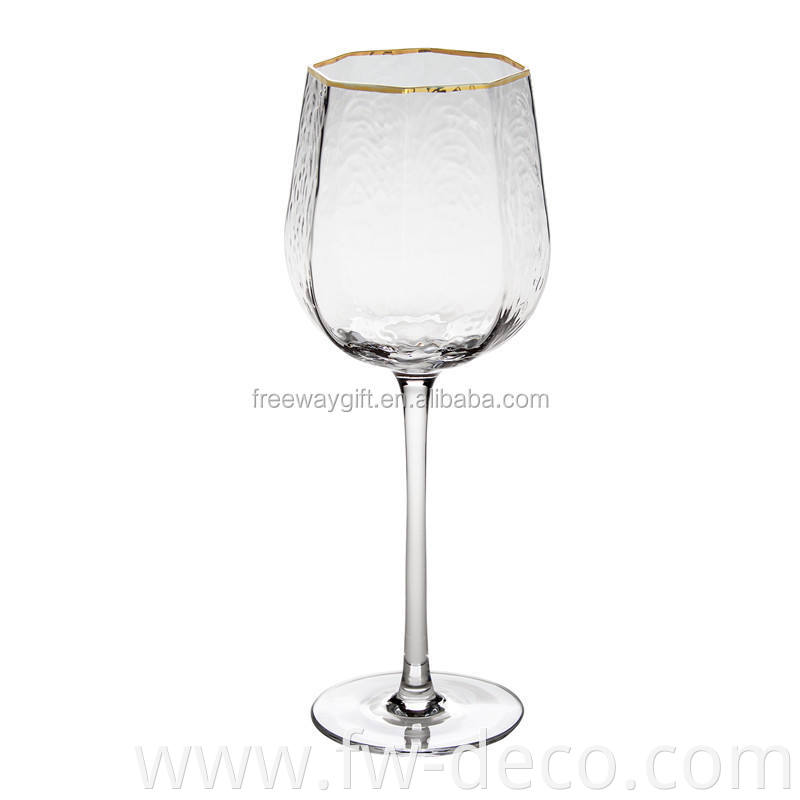 Best selling gold rim square ribbed wine glass freeway newest wine glass wholesale